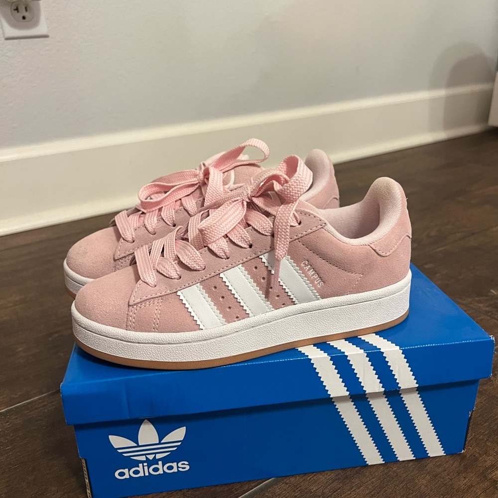 Adidas Campus Pink and White Sneakers Suede